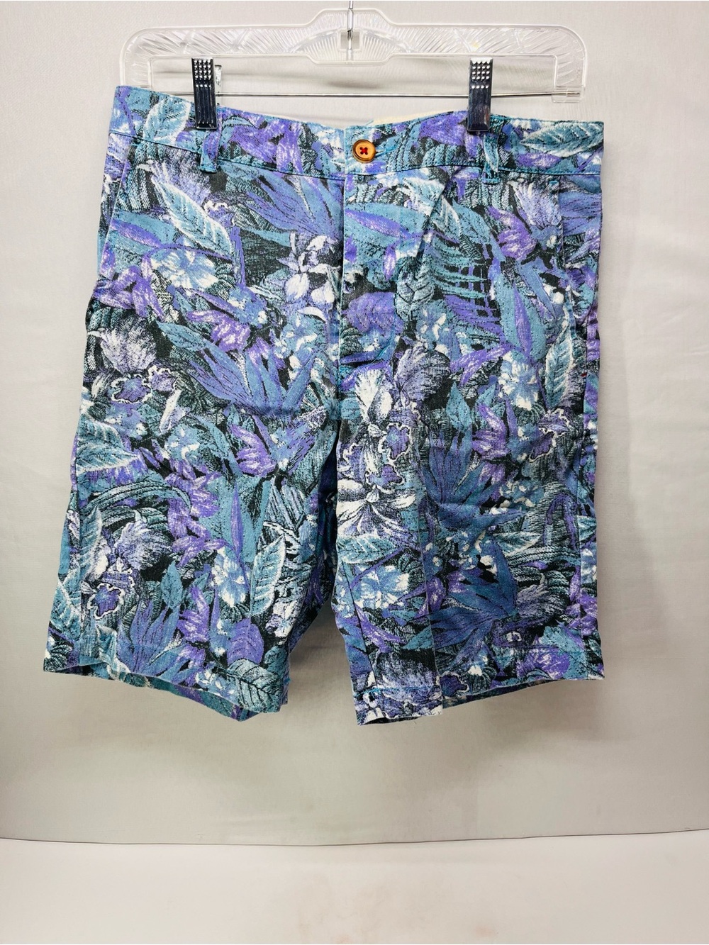 Men's‎ Floral Print Flat Front Shorts - Purple/Blue